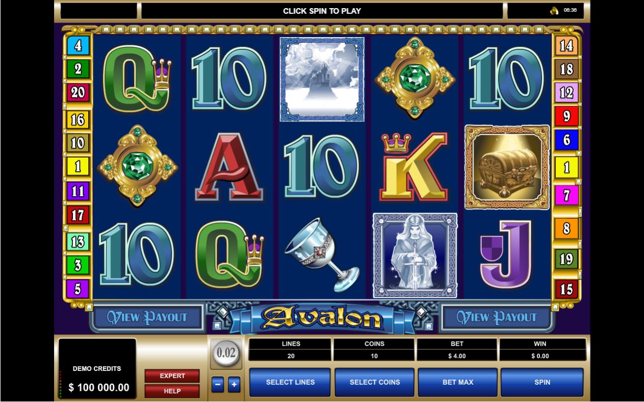 Avalon Slot Game Main Screen